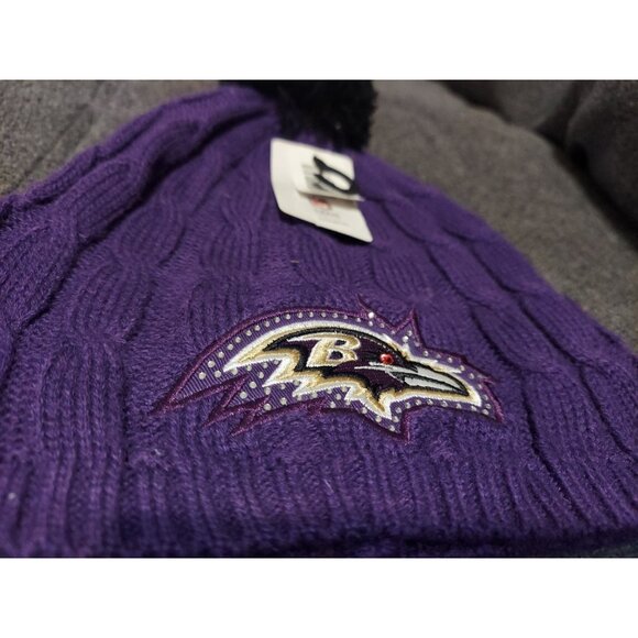 Womens New Era NFL Warm Fleece Lined Winter Beanie Hat Cap Baltimore Ravens. - Picture 6 of 8